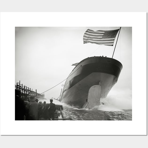 Launch of Steamer Ship, 1905. Vintage Photo Wall Art by historyphoto